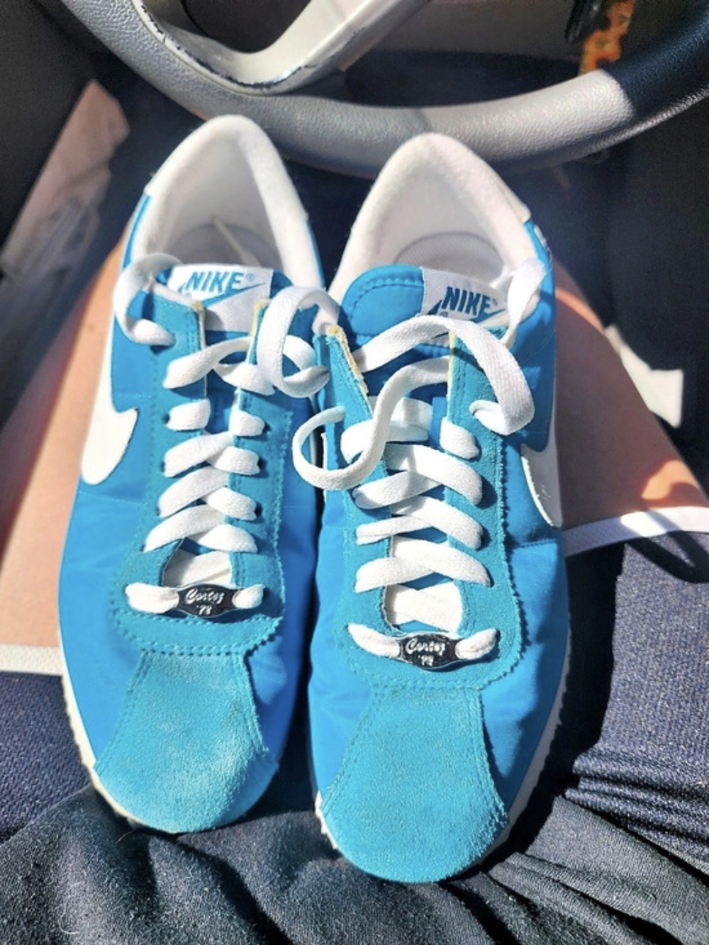 Nike Classic Cortez Nylon Blue & White Sneakers US 6.5